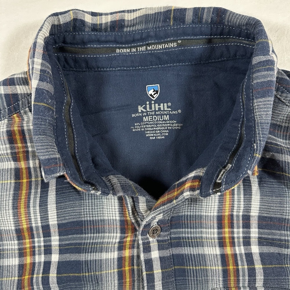 Kuhl The Law Flannel Men's Sz M Blue Plaid Flannel Long Sleeve Button Down Shirt - Picture 2 of 9